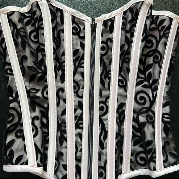 Vintage Y2K Hoss International Corset Top Size Medium-Mesh Velvet Bustier - Picture 15 of 16